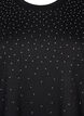T-shirt med strassstenar och rund hals, Svart, Packshot image number 2