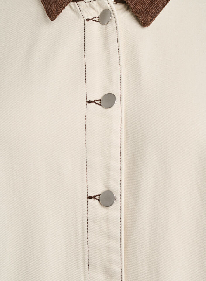 F&auml;rgad jeansjacka med kontrastkrage, Vanilla, Packshot image number 2