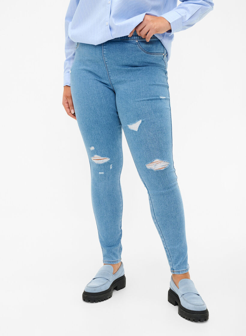 Rippade jeggings, Light Blue, Model image number 2