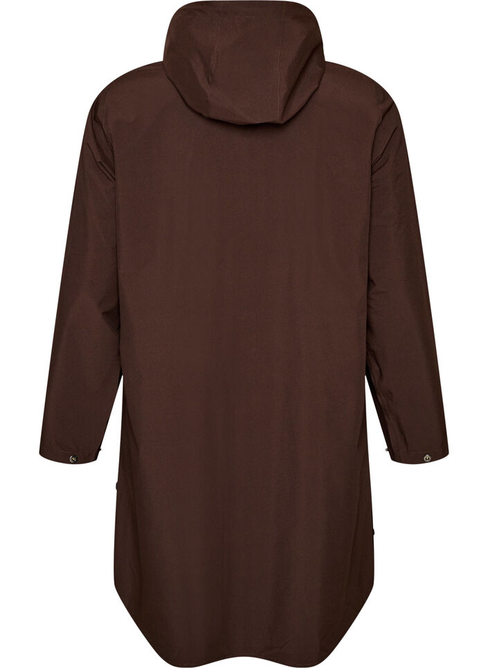Regnkappa med fickor och huva, Brun, Packshot image number 1