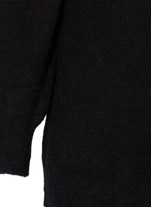 Stickad tröja med ribbad mudd och rund halsringning, Black, Packshot image number 3