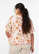Viscose blouse with floral print and short sleeves, Vanilla, Model image number 2