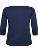Bas-T-shirt med b&aring;tringning och 3/4-&auml;rm, Bl&aring;, Packshot image number 1
