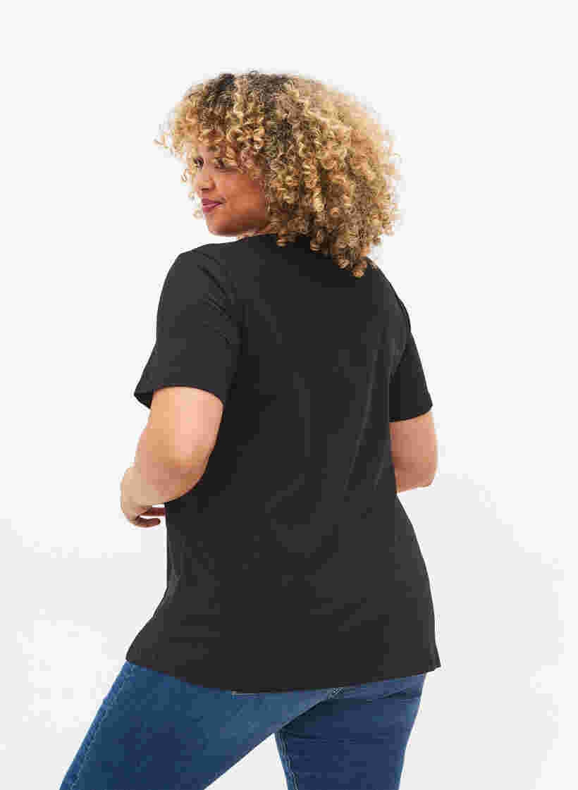 Enfärgad t-shirt i bomull, Black, Model image number 1