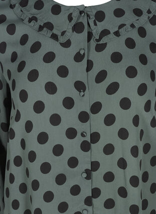 Lång prickig skjorta i viskos, Thyme Dot, Packshot image number 2