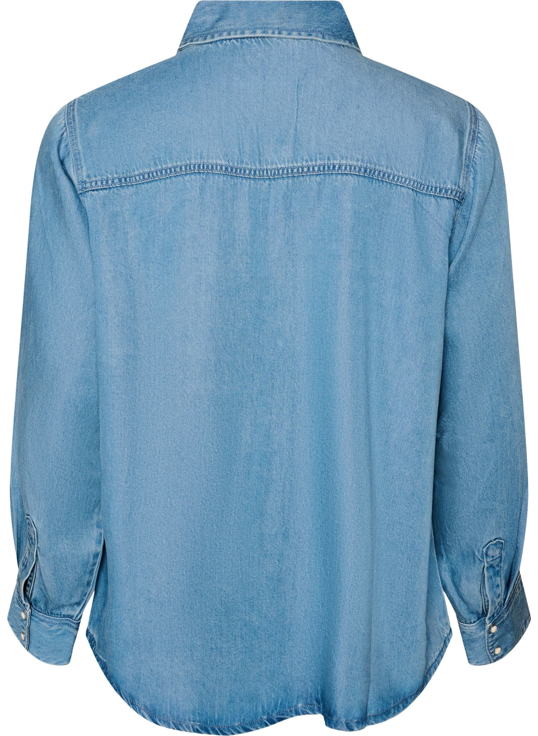 ZizziJeansskjorta i lyocell med tryckknappar, Bl&aring;, Packshot image number 1