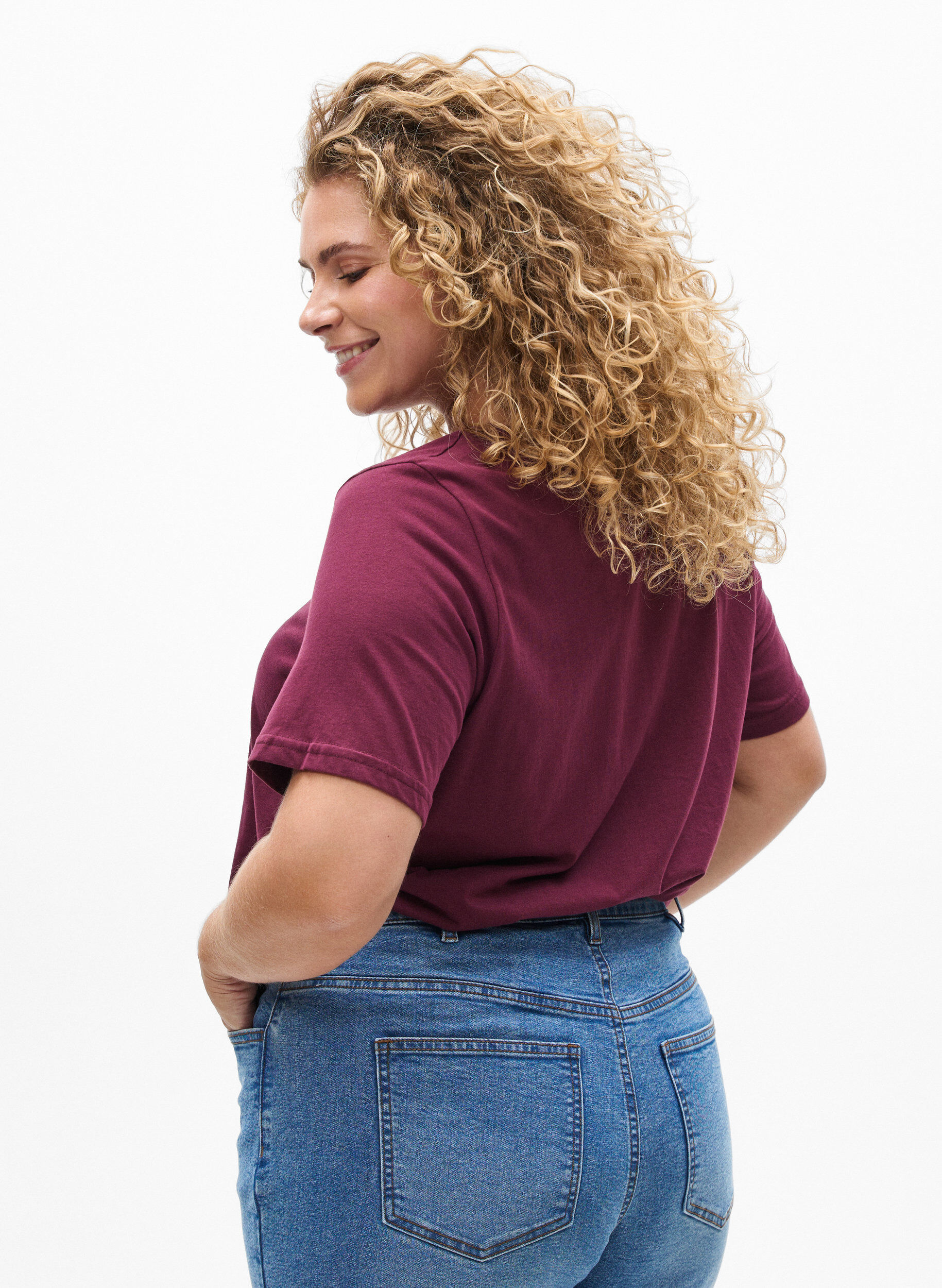 Zizzi T-shirt med tryck, R&ouml;d, Model image number 2