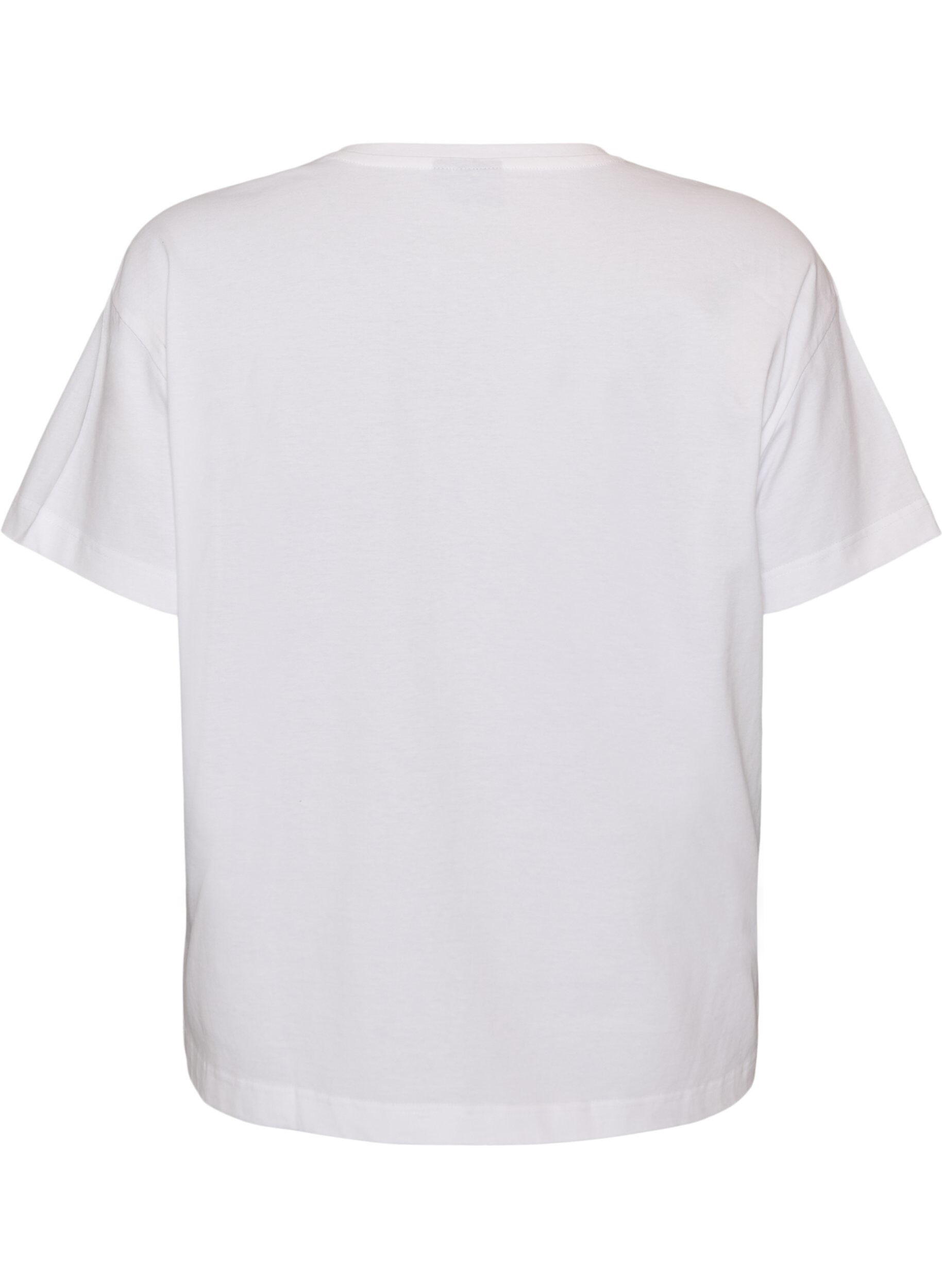 ZizziT-shirt i 100% bomull med korta &auml;rmar och tryck, Vit, Packshot image number 1