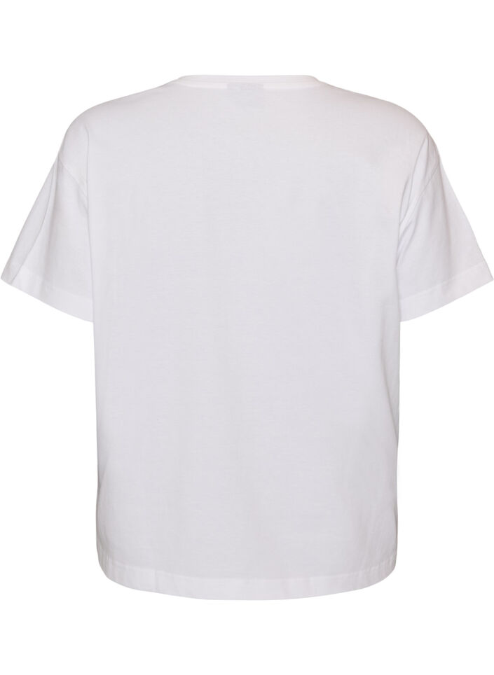 T-shirt i 100% bomull med korta &auml;rmar och tryck, Vit, Packshot image number 1