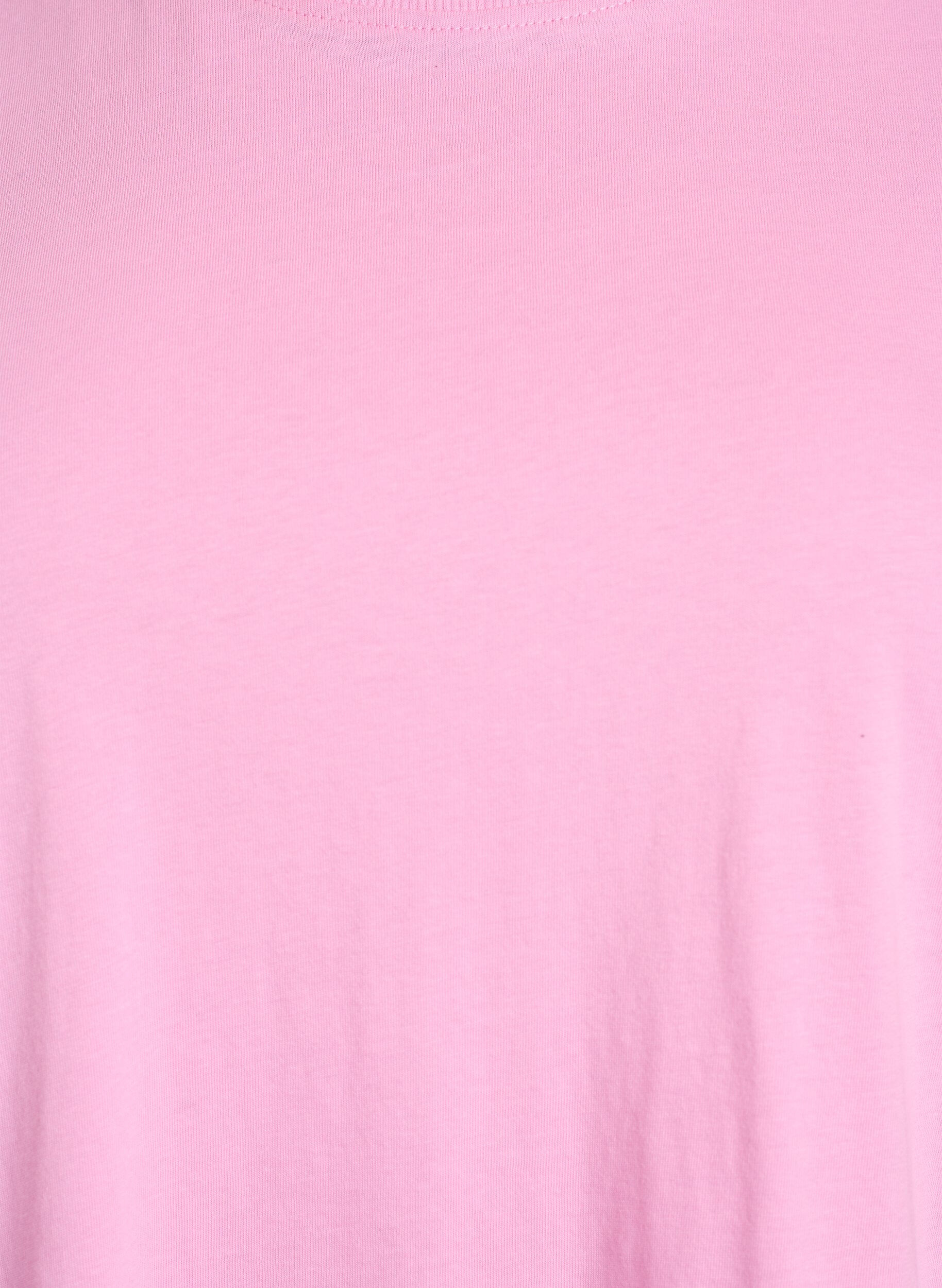 Zizzi Enkel t-shirt i bomull med rund halsringning, Rosa, Packshot image number 2
