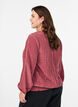 Blus med v-ringning och krinklad textur, Rosa, Model image number 2