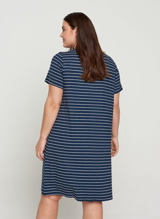 Klänning med korta ärmar, Mood Indigo Stripe, Model image number 1