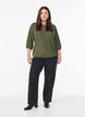 Blus med struktur och 3/4-&auml;rmar, Gr&ouml;n, Model image number 1