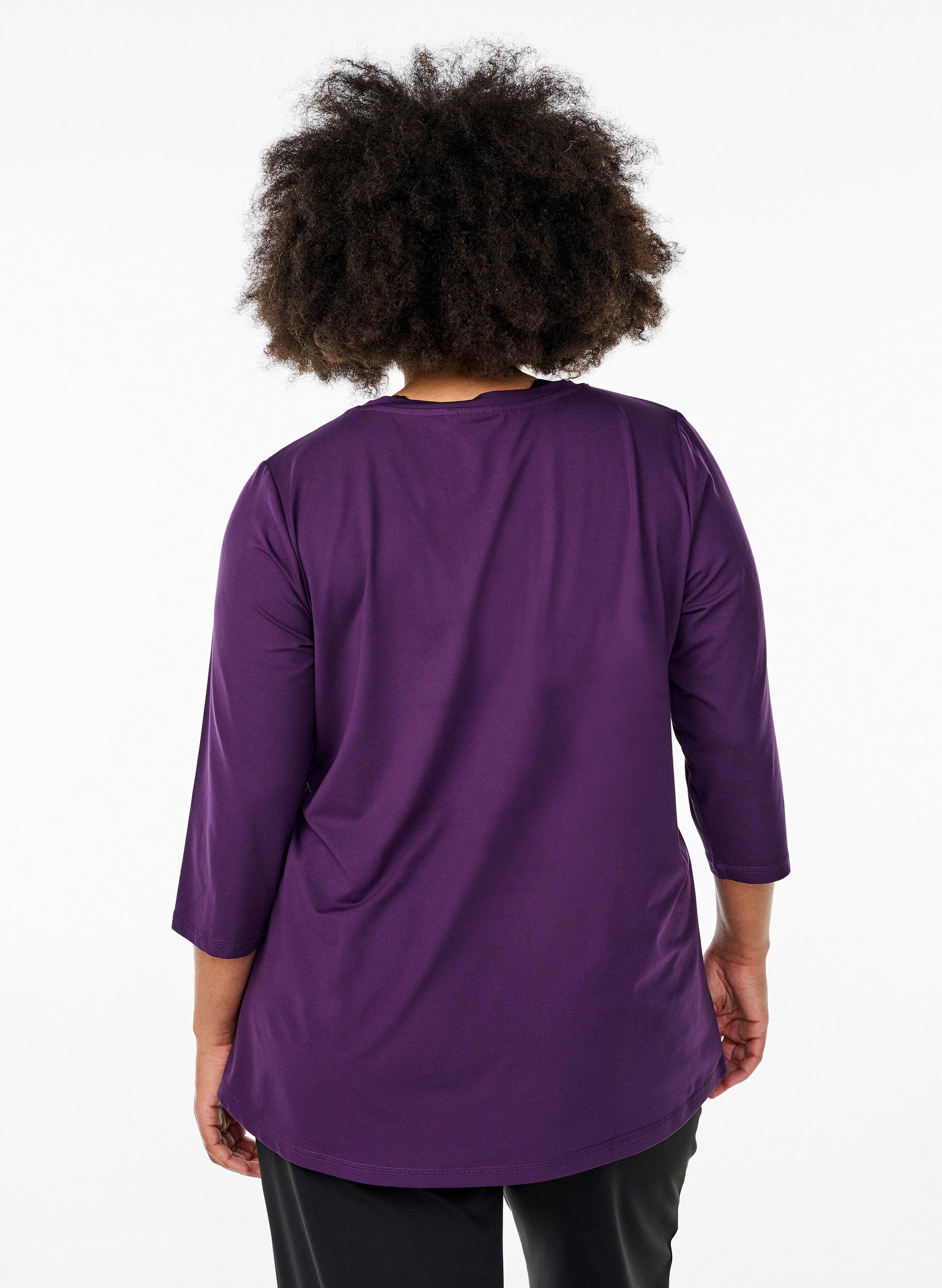 ZizziTr&auml;ningsblus med trekvarts&auml;rm, Lila, Model image number 2