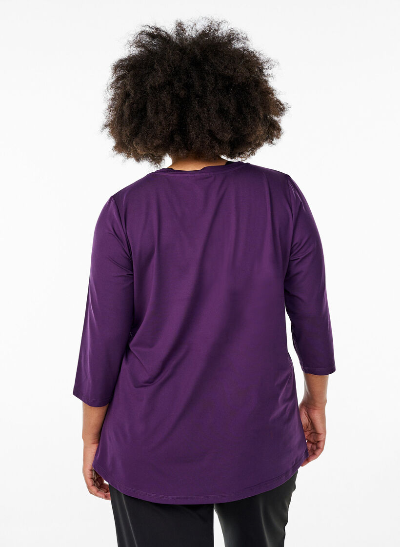Tr&auml;ningsblus med trekvarts&auml;rm, Lila, Model image number 2