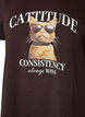 T-shirt i bomull med tryck framtill, Brun, Packshot image number 2