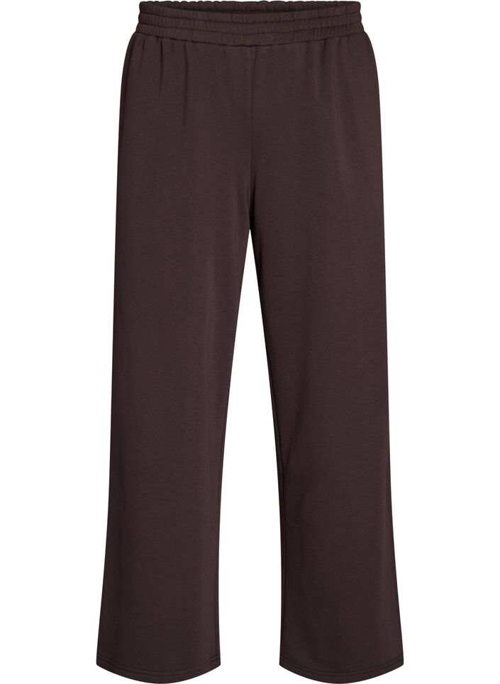 Sweatpants med h&ouml;g midja och vida ben, Brun, Packshot image number 0