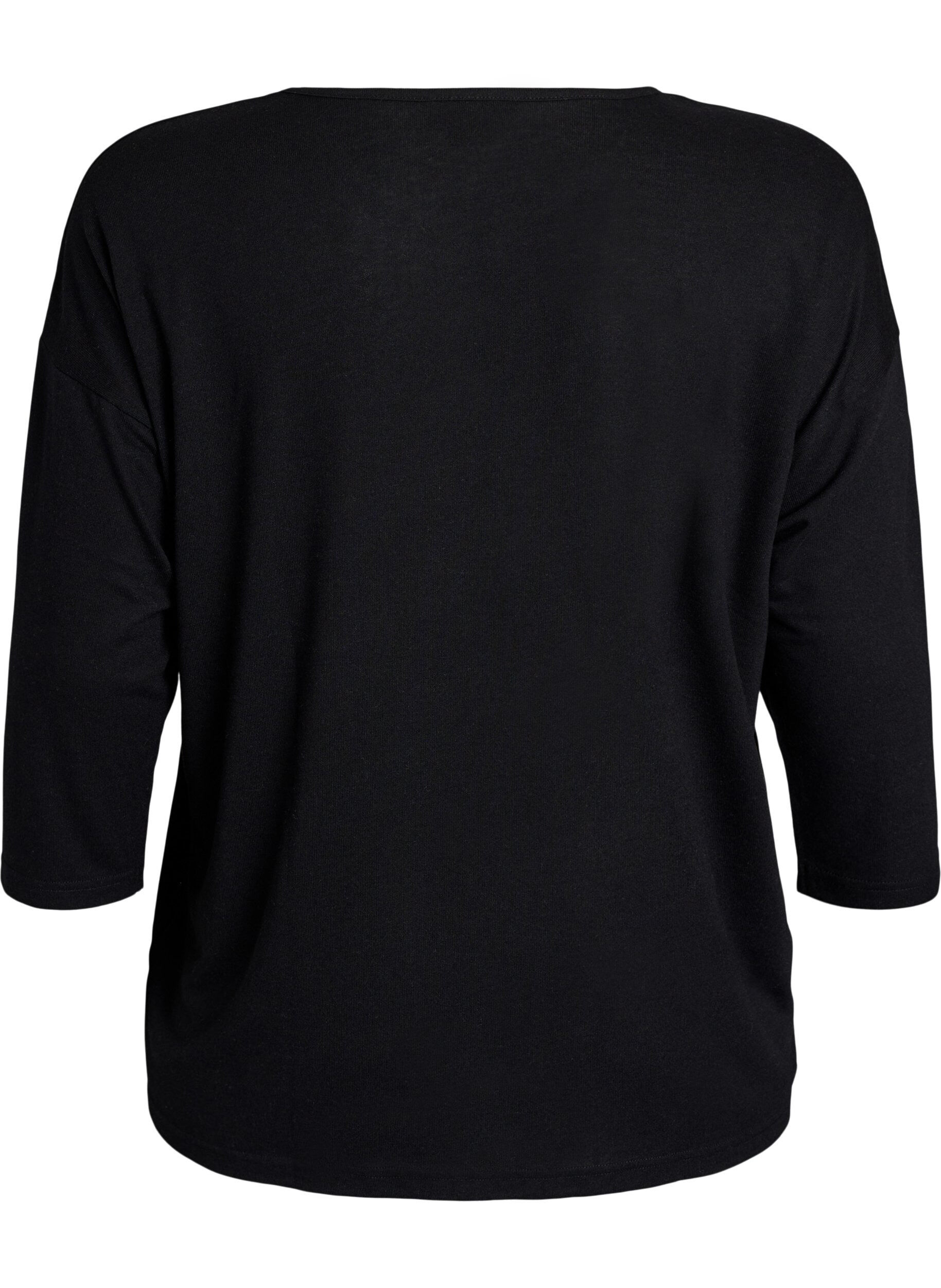 ZizziJerseyblus med 3/4-&auml;rm, Svart, Packshot image number 1