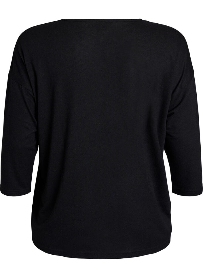 Jerseyblus med 3/4-&auml;rm, Svart, Packshot image number 1