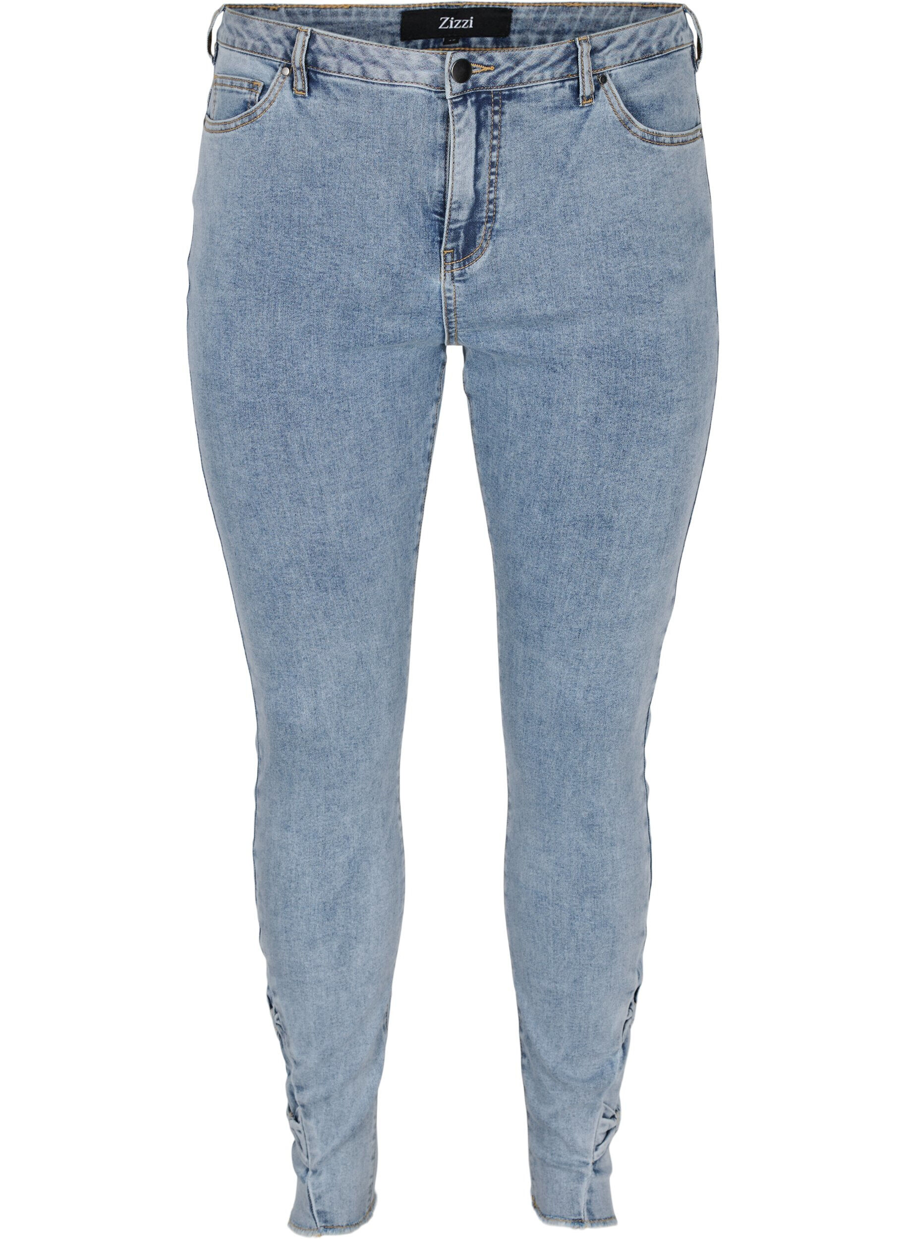 Zizzi Croppade Amy jeans med rosetter, Light blue, Packshot image number 0