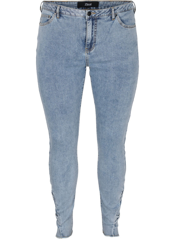 Croppade Amy jeans med rosetter, Light blue, Packshot image number 0