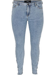 Croppade Amy jeans med rosetter, Light blue