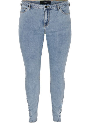 Croppade Amy jeans med rosetter, Light blue, Packshot image number 0