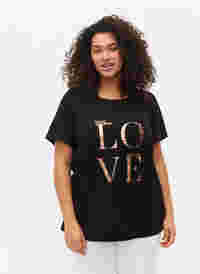 T-shirt i bomull med tryck, Black W. Love , Model