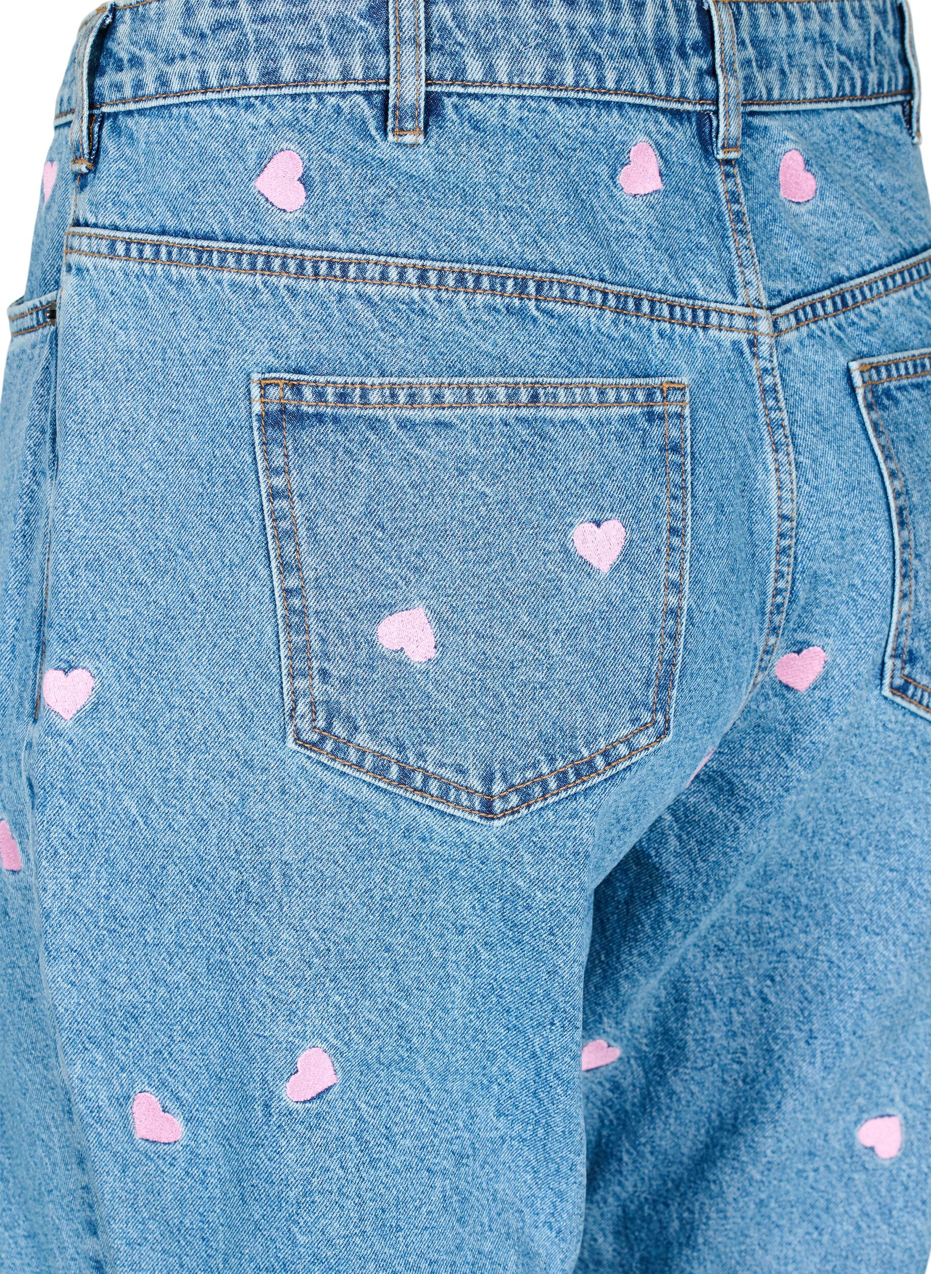 Zizzi Gemma jeans med hj&auml;rtan och h&ouml;g midja, Bl&aring;, Packshot image number 3