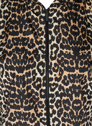 Sportjacka med leopardmönster och huva, Leopard Print, Packshot image number 2