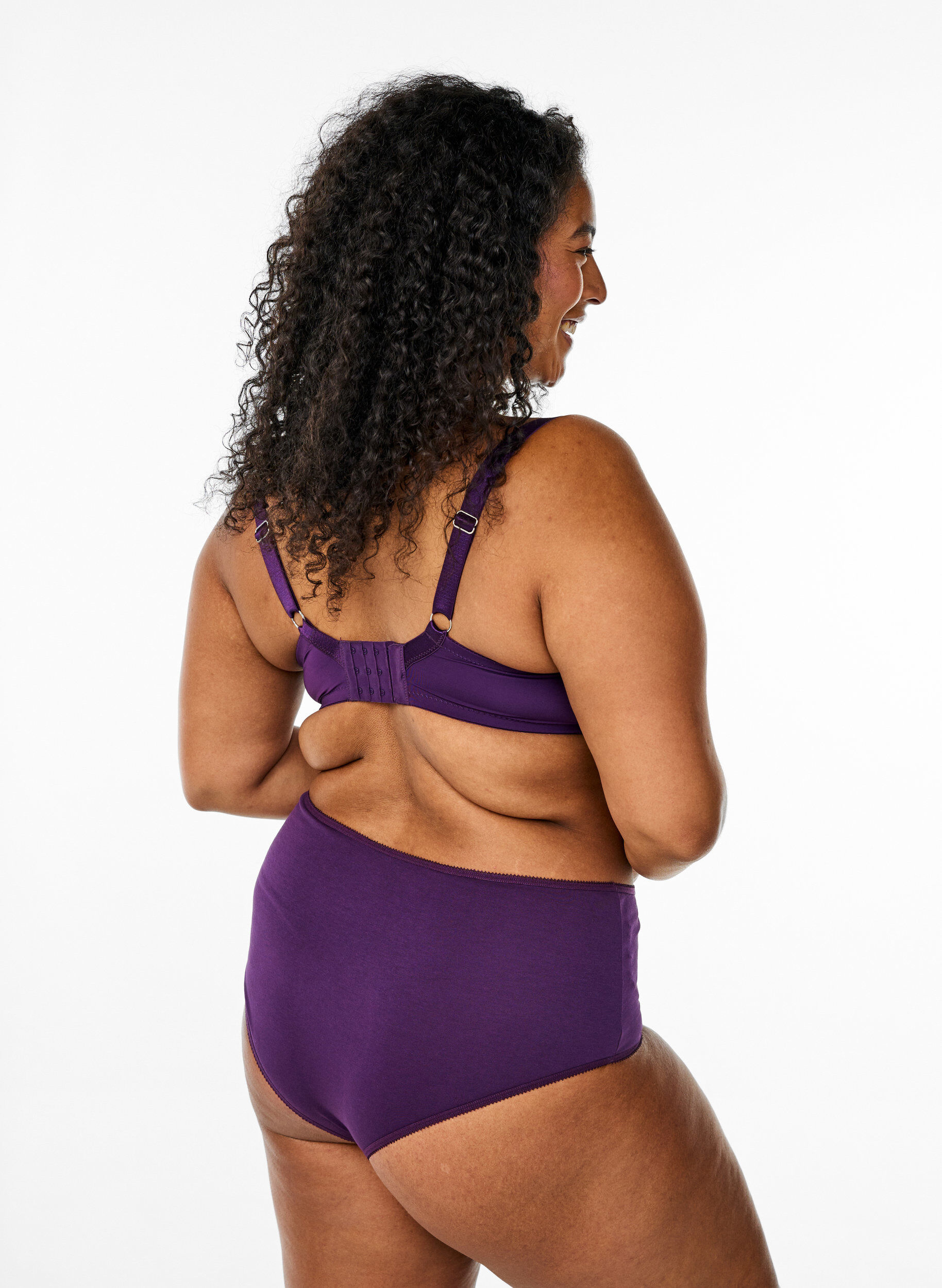 Zizzi 7-pack hipstertrosor med normal midja, Lila, Model image number 1