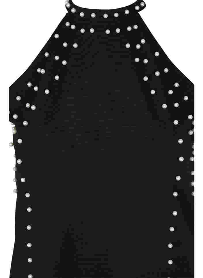 Halterneck-klänning med pärlor, Black w. Beads, Packshot image number 2