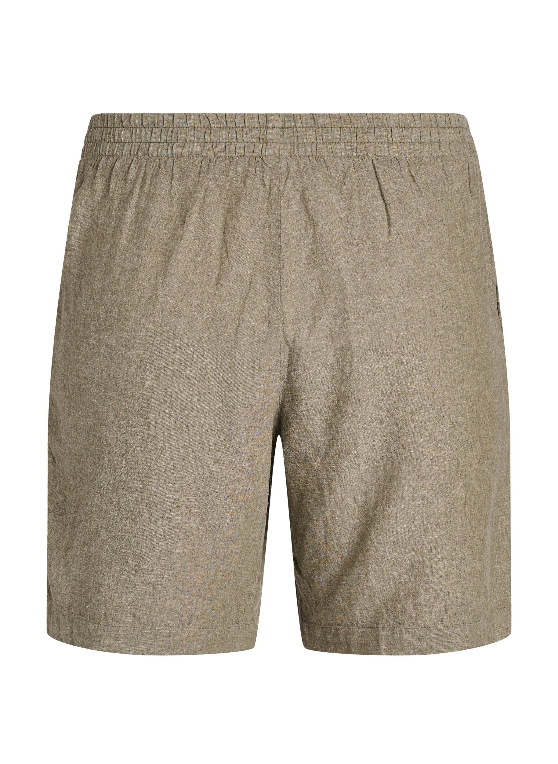 Zizzi Shorts i linne och viskos med h&ouml;g midja, Gr&ouml;n, Packshot image number 1