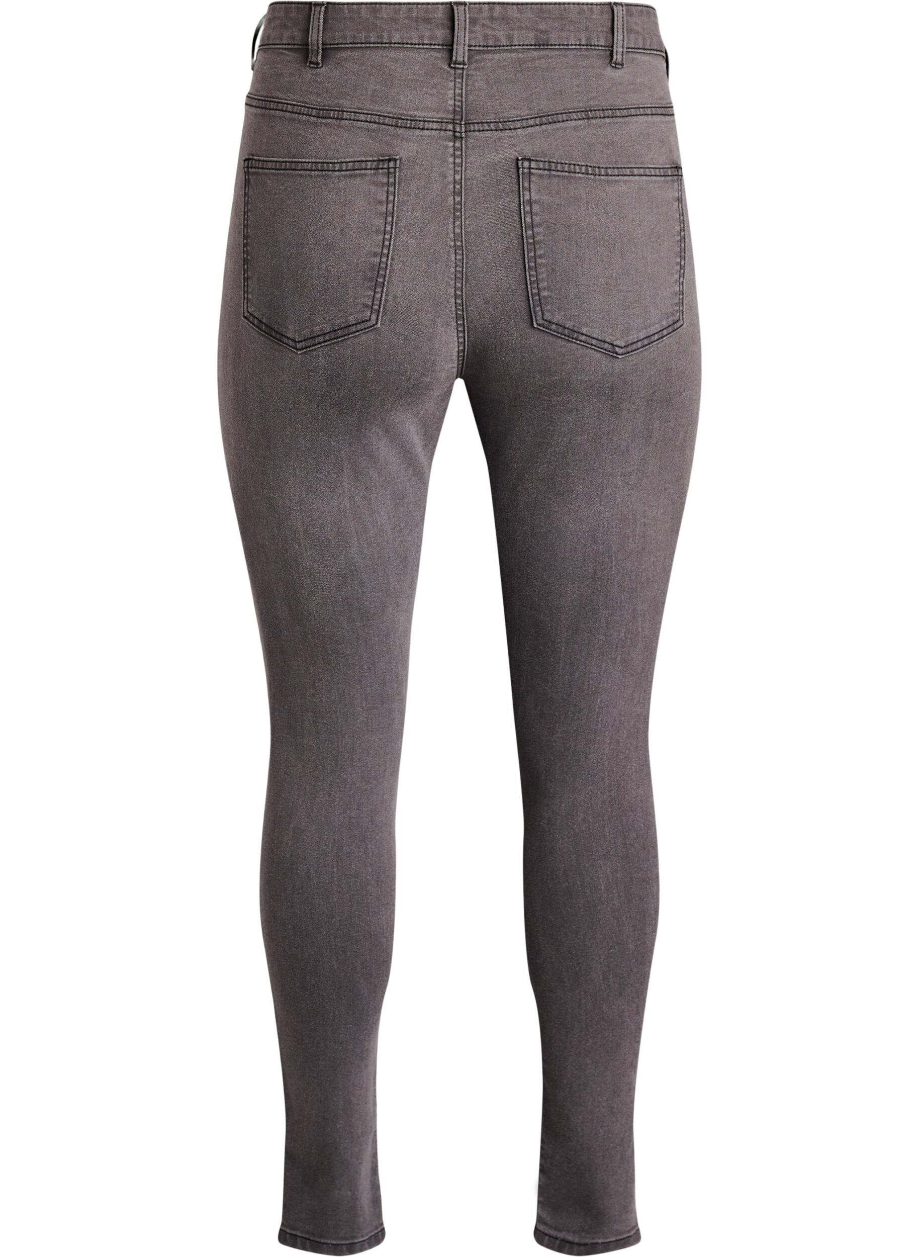 ZizziAmy jeans med h&ouml;g midja och supersmal passform, Gr&aring;, Packshot image number 1