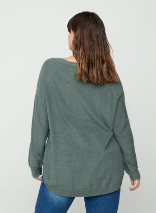 Stickad tröja med rund hals, Balsam Green, Model image number 1