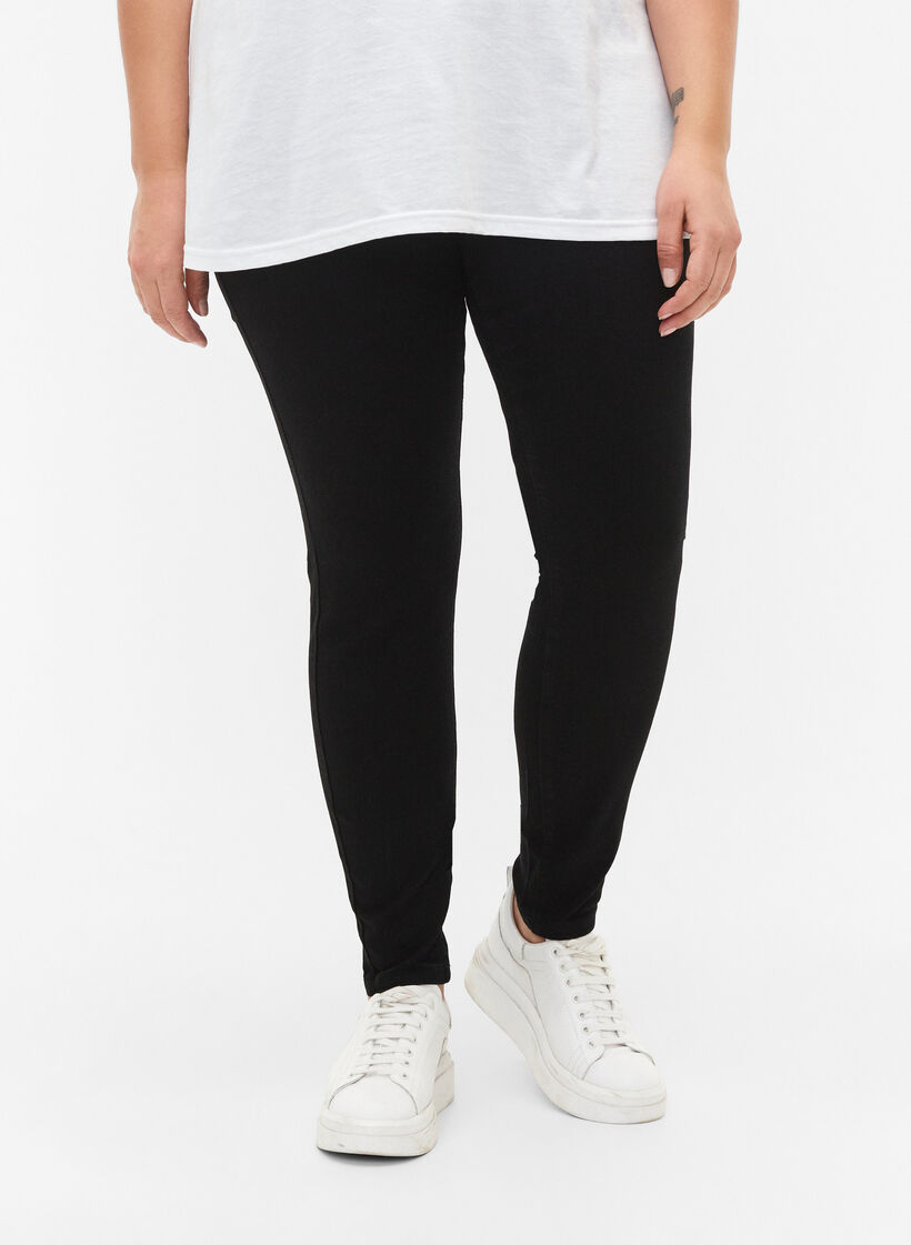 FLASH - Kroppsnära jeggings med hög midja, Black, Model image number 2