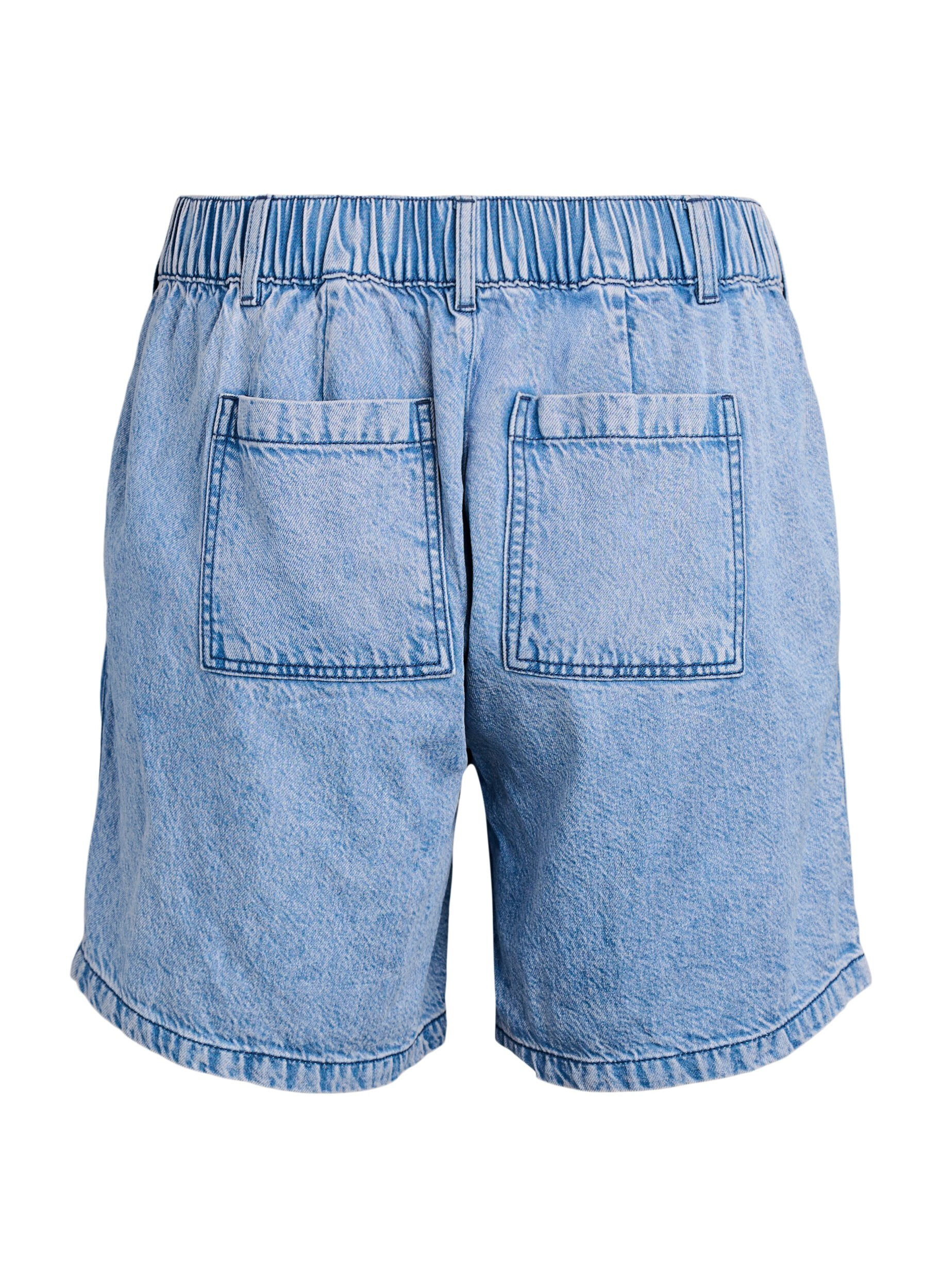 Zizzi L&ouml;sa jeansshorts med h&ouml;g midja, Bl&aring;, Packshot image number 1