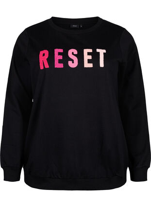 Sweatshirt med text, Black W. Reset, Packshot image number 0