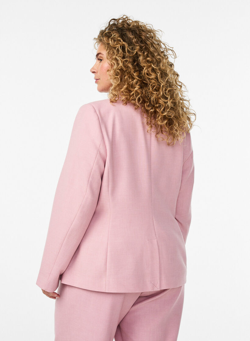 Klassisk blazer med enkelkn&auml;ppning och fickor, Rosa, Model image number 2