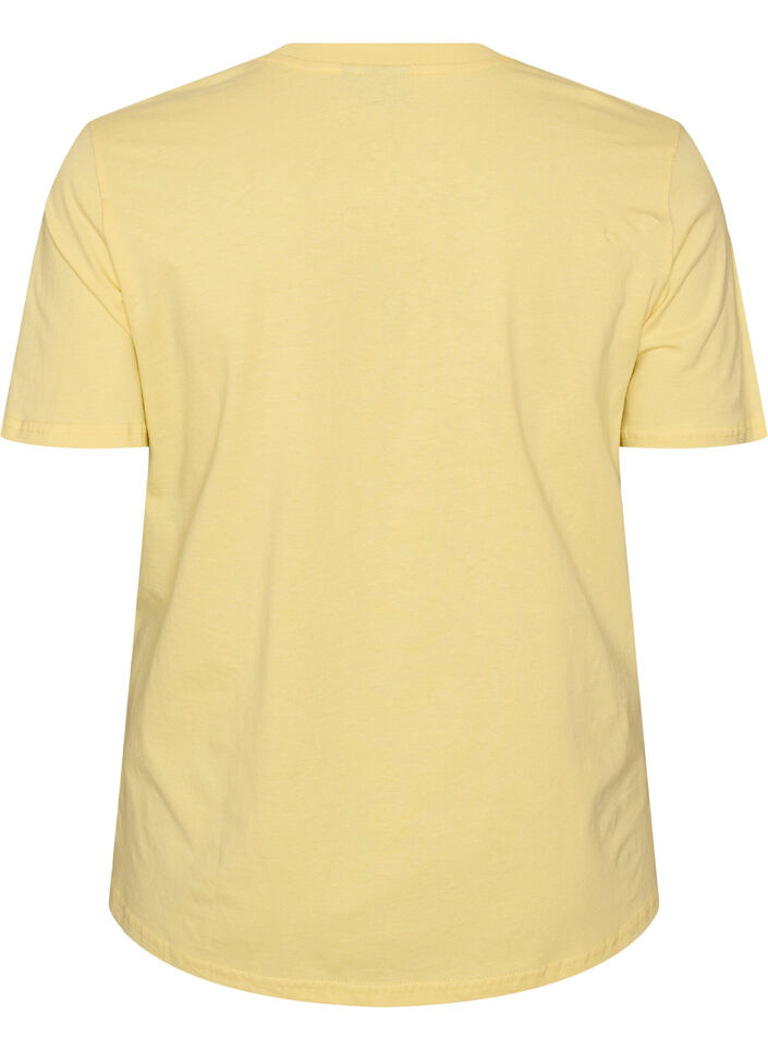 T-shirt i bomull med tryck, Gul, Packshot image number 1