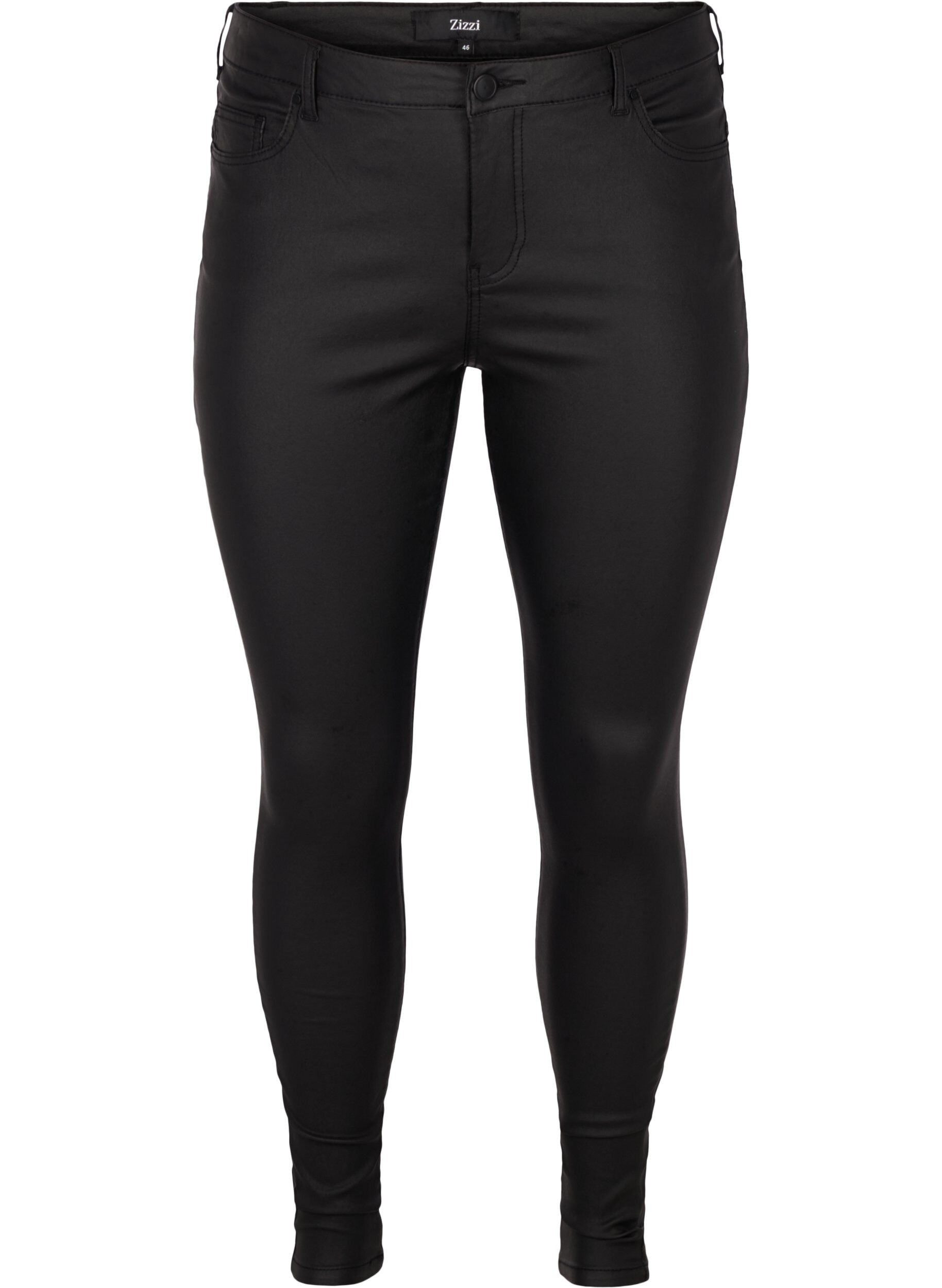Zizzi Coated Amy jeans, Black coated, Packshot image number 0