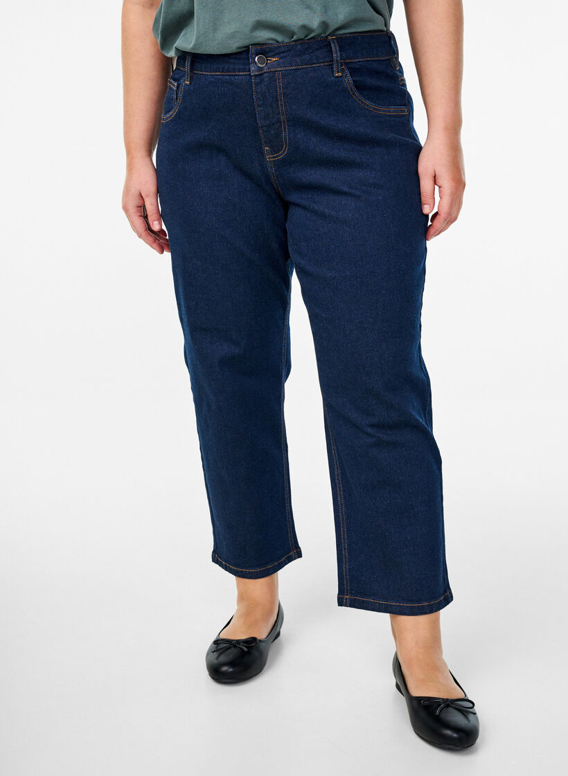 Croppade Vera-jeans med raka ben, Bl&aring;, Model image number 2