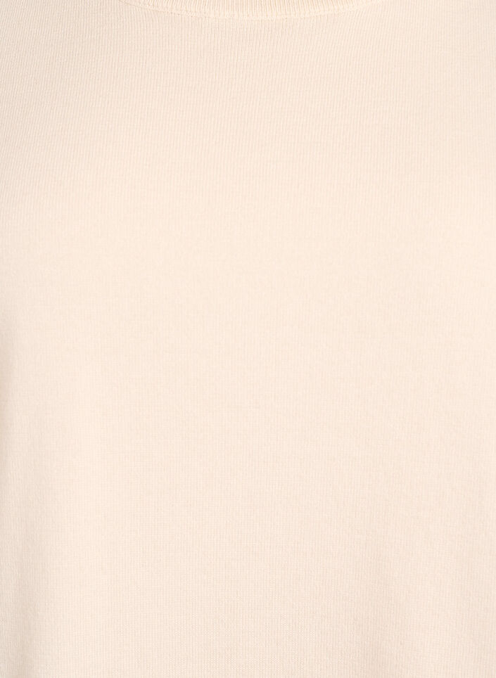 Finstickad blus med korta &auml;rmar, Beige, Packshot image number 2