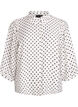 Skjorta med prickigt mönster och 3/4-ärmar, Vit, Packshot image number 0