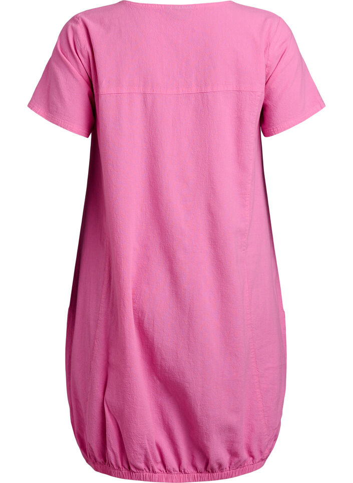Kort&auml;rmad kl&auml;nning i bomull, Rosa, Packshot image number 1