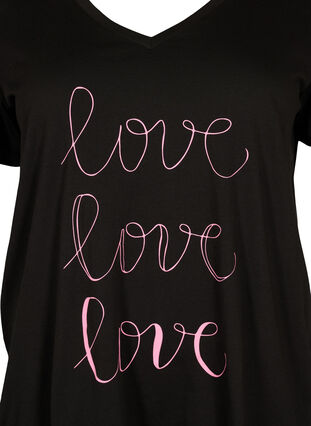 T-shirt i bomull med V-ringad hals och tryck, Black W. Love, Packshot image number 2