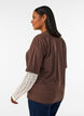 L&ouml;s t-shirt med l&aring;nga &auml;rmar i spets, Brun, Model image number 2