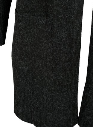 Mönstrad stickad kofta med fickor, Dark Grey Melange, Packshot image number 3