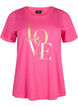 T-shirt i bomull med guldf&auml;rgad text, R.Sorbet w.Gold Love, Packshot image number 0