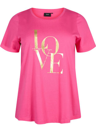 T-shirt i bomull med guldfärgad text, R.Sorbet w.Gold Love, Packshot image number 0
